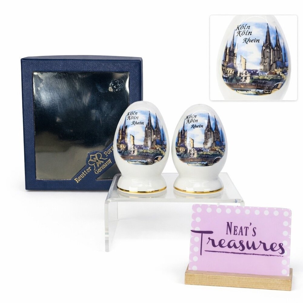 Reutter Porzellan KOLN DOM CATHEDRAL Germany Salt Pepper Shaker Set With Box